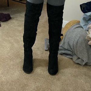 Suede thigh high boots